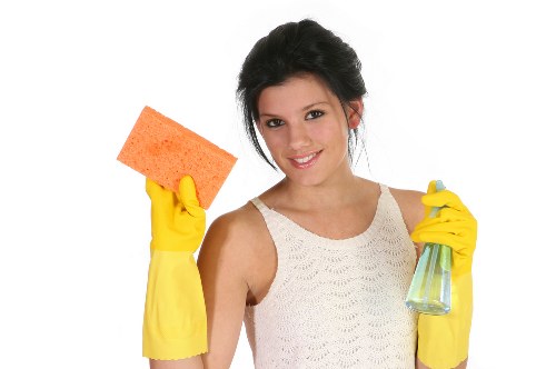 Office cleaning team working in a Brixton workplace reception area